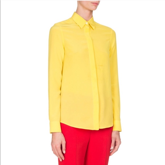 Givenchy Vibrant Yellow Silk Crepe Button Down - Picture 9 of 9